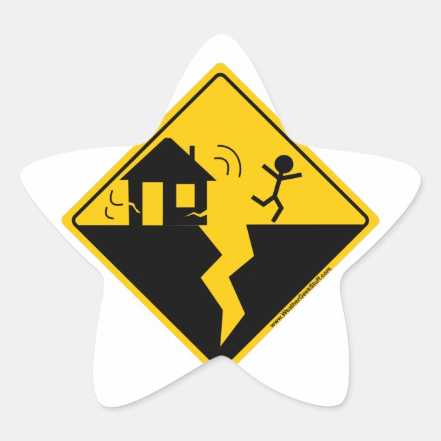 Earthquake Warning Merchandise and Clothing Star Sticker (Front)