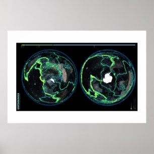 Earthquakes Since 1898, Global View Poster