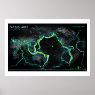 Earthquakes Since 1898 Poster
