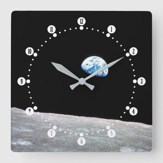 Earthrise Square Wall Clock (Front)