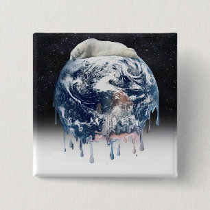 Earth's Bear Hug (w/Half Universe Background) 2 Inch Square Button