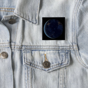 Earth's City Lights At Night 2 Inch Square Button