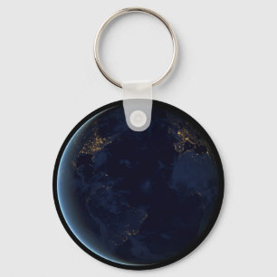 Earth's City Lights At Night Keychain