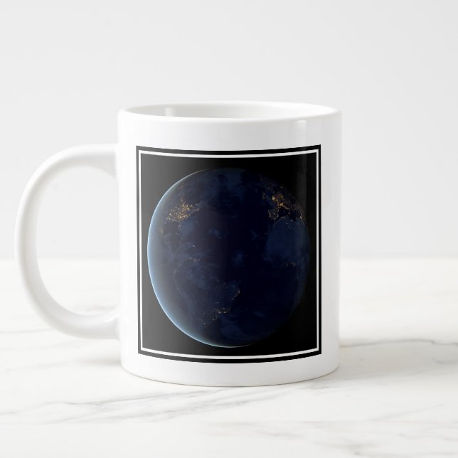 Earth's City Lights At Night Large Coffee Mug (Left)