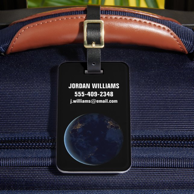 Earth's City Lights At Night Luggage Tag (Front Insitu 2)