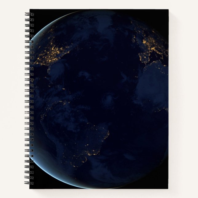 Earth's City Lights At Night Notebook (Front)
