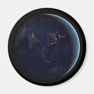 Earth's City Lights At Night On Asia And Australia Magnet