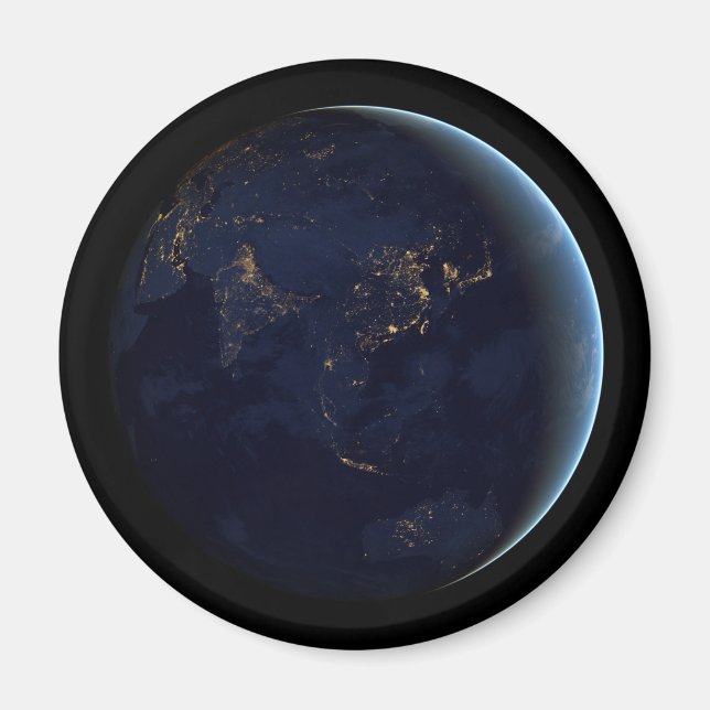 Earth's City Lights At Night On Asia And Australia Magnet (Front)
