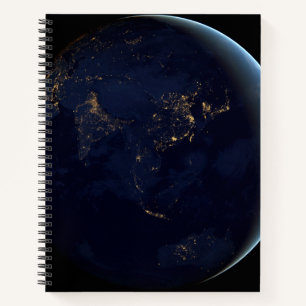 Earth's City Lights At Night On Asia And Australia Notebook