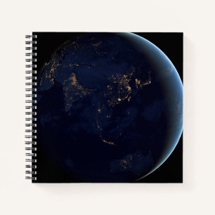 Earth's City Lights At Night On Asia And Australia Notebook