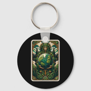 Earth's Guardian Enchanting Nature Art Tarot Card Keychain