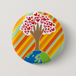 Earth's Hand and Tree of Love Button