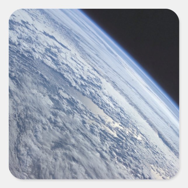 Earth's horizon against the blackness of space square sticker (Front)