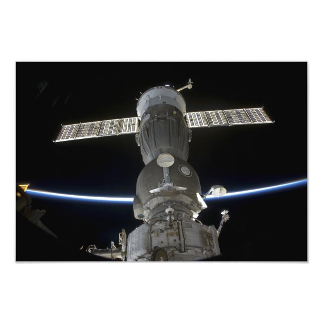 Earth's limb intersects a Soyuz spacecraft Photo Print (Front)