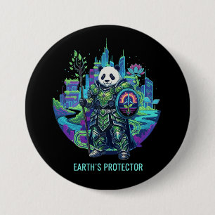 Earth's Protector Panda Knight   Solarpunk Eco   3 Inch Round Button