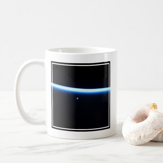 Earth's Thin Line Of Atmosphere And A Gibbous Moon Coffee Mug (With Donut)