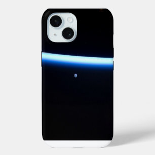 Earth's Thin Line Of Atmosphere And A Gibbous Moon iPhone 15 Case