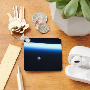 Earth's Thin Line Of Atmosphere And A Gibbous Moon Keychain