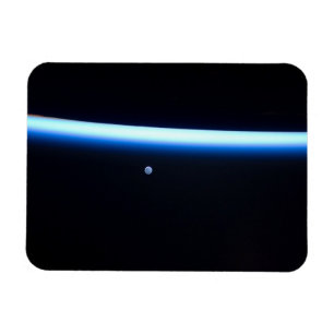 Earth's Thin Line Of Atmosphere And A Gibbous Moon Magnet