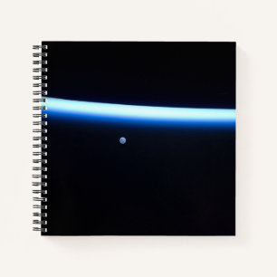 Earth's Thin Line Of Atmosphere And A Gibbous Moon Notebook