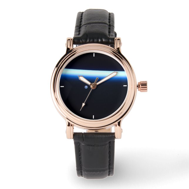 Earth's Thin Line Of Atmosphere And A Gibbous Moon Watch (Front)