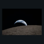 Earthset Orion Spacecraft Artemis Moon Mission Poster<br><div class="desc">Earthset captured through the Orion spacecraft window at 6:41 p.m. EDT, April 6, 2026, during the Artemis II crew’s flyby of the Moon. A muted blue Earth with bright white clouds sets behind the cratered lunar surface. The dark portion of Earth is experiencing nighttime. On Earth’s day side, swirling clouds...</div>