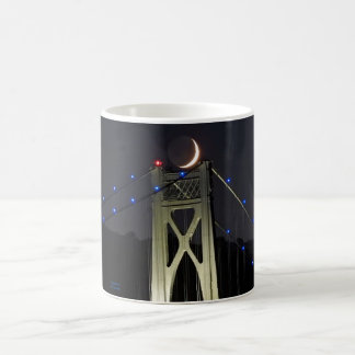 Earthshine Crescent Moon setting on a Bridge Coffee Mug
