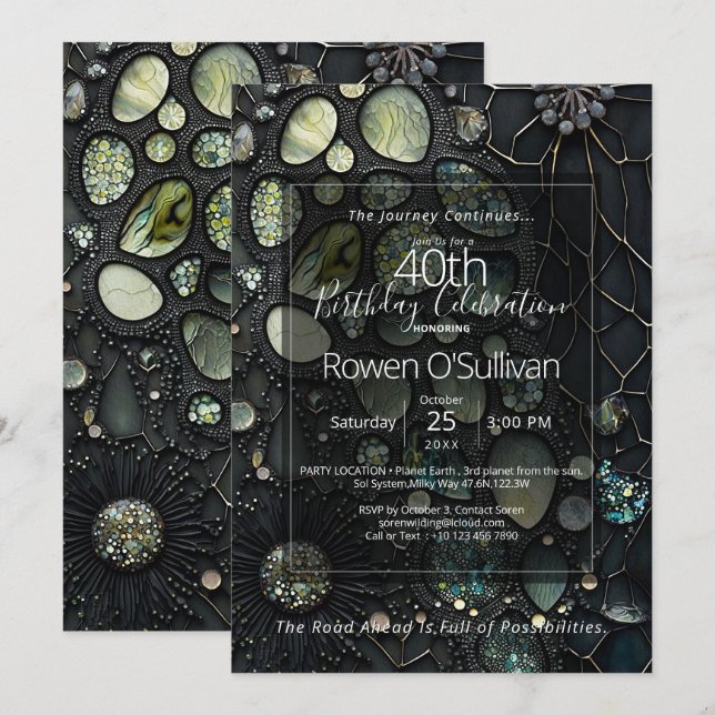 Earthsong | Botanical Gemstone Abstract Invitation (Front/Back)