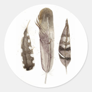Earthtone Feathers II Classic Round Sticker
