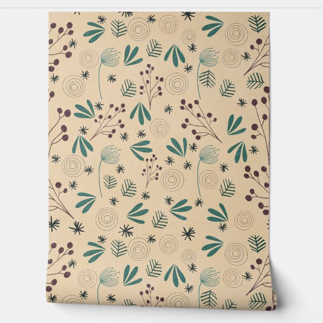 EARTHTONE FLORAL WALLPAPER (Unrolling)