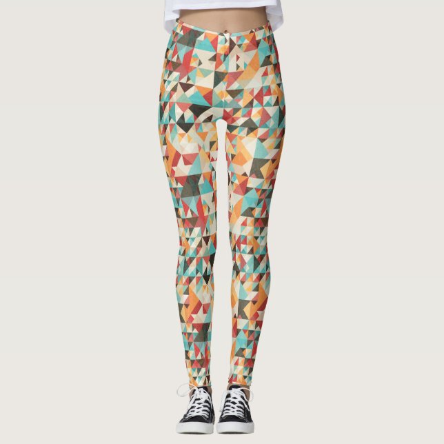 Earthtone Geometric Pattern Leggings (Front)