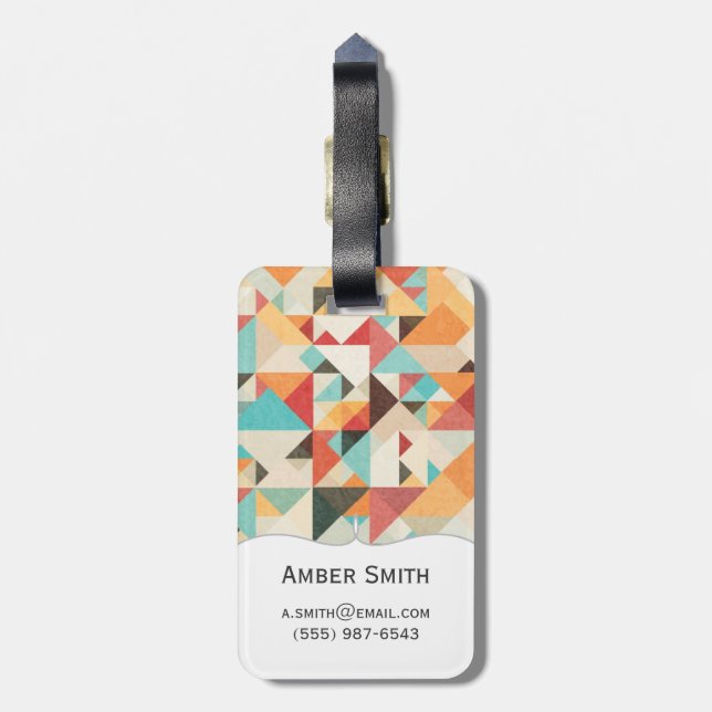 Earthtone Geometric Pattern Luggage Tag (Back Vertical)