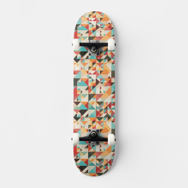 Earthtone Geometric Pattern Skateboard (Front)