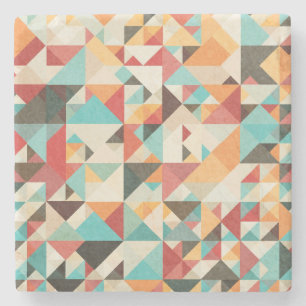 Earthtone Geometric Pattern Stone Coaster