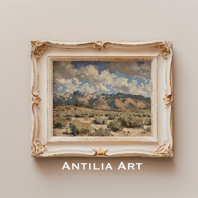 Earthtone Landscape Painting Rustic Mountain Art Poster (Creator Uploaded)