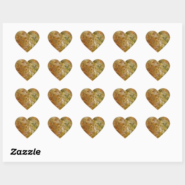 Earthtone Marble Heart Stickers (Feuille)