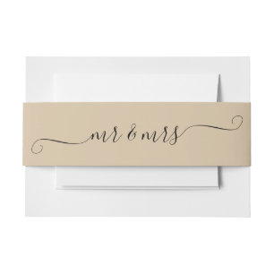 Earthtone Mr and Mrs  Invitation Belly Band