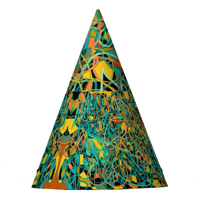 earthy abstract art vine like design party hat (Front)