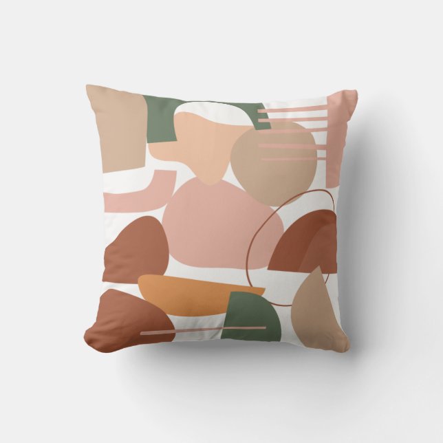 Earthy Abstract Boho Elegant Modern Retro  Throw Pillow (Front)