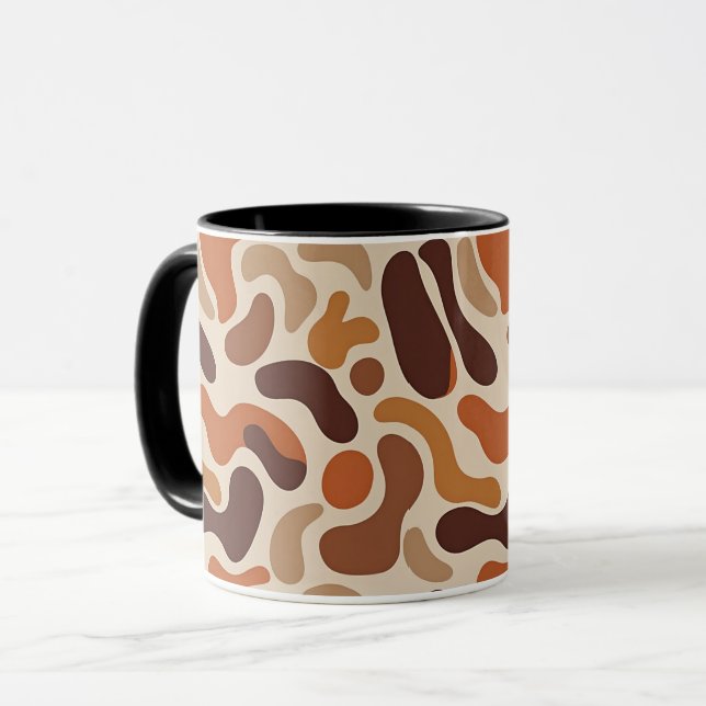 Earthy Abstract Coffee Mug – Organic Shapes  (Front Left)