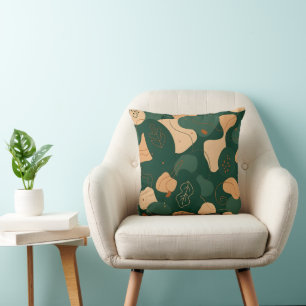 Earthy Abstract Forest Botanical Shapes Throw Pillow