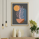 Earthy Abstract Geometric Botanical Art in Grey Poster<br><div class="desc">Earthy Abstract Geometric Botanical Art in Grey Poster</div>