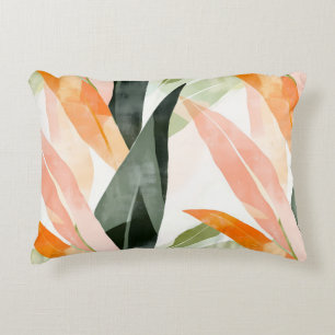 Earthy Abstract Leaf Pattern  Accent Pillow