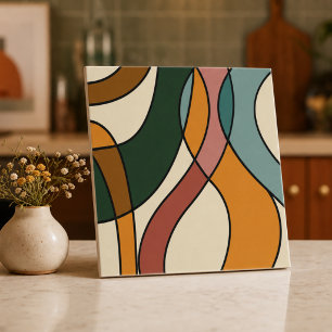 Earthy Abstract Mid Century Home Accent Tile