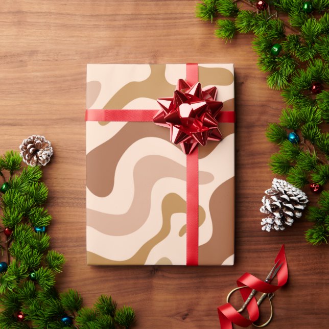 Earthy Abstract Retro Waves Wrapping Paper (Holiday Gift)