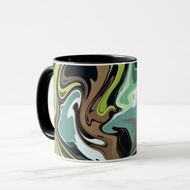 Earthy Abstract Swirling Marble Design Mug (Front Left)
