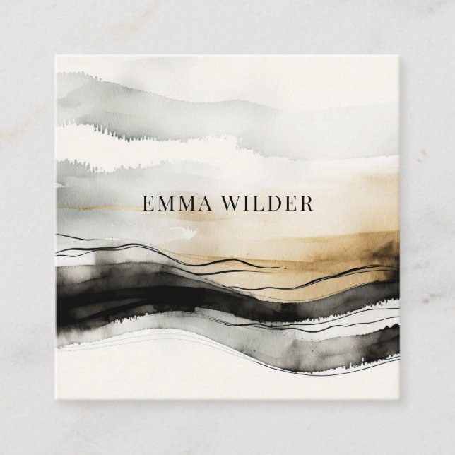 Earthy Abstract Watercolor Business Card (Front)
