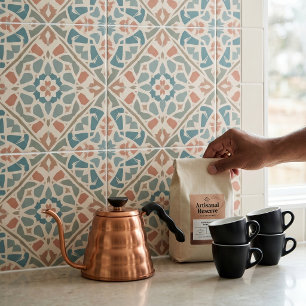 Earthy Arabesque Watercolor Mosaic Ceramic Tile