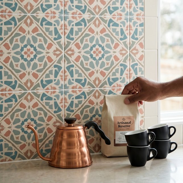 Earthy Arabesque | Watercolor Mosaic Ceramic Tile (Coffee Bar)