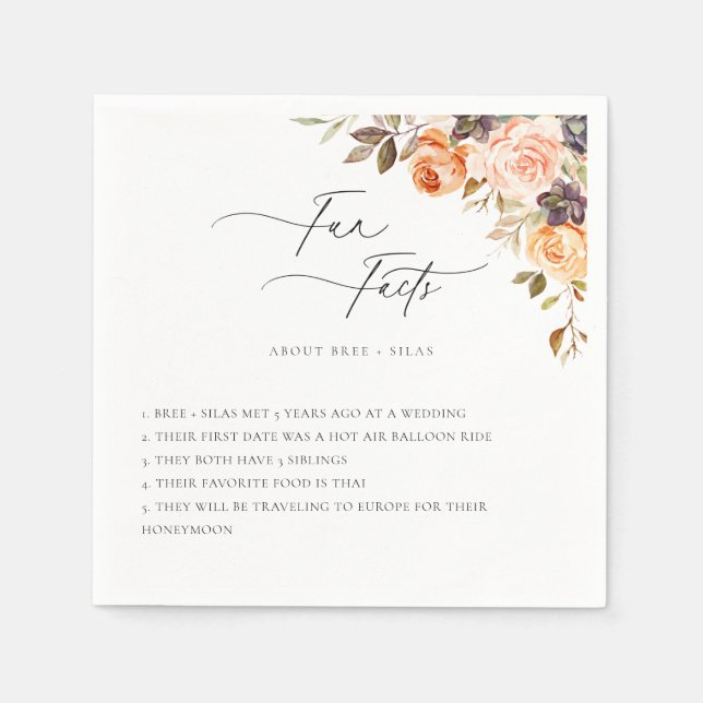 Earthy Autumn Floral Fun Facts Napkin (Front)